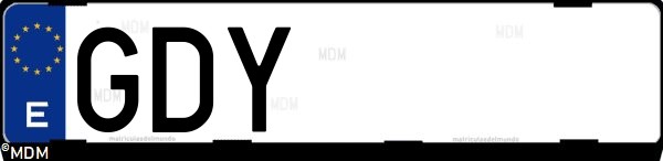Matrícula española GDY, correspondiente al año 2008