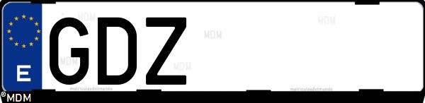 Matrícula española GDZ, correspondiente al año 2008
