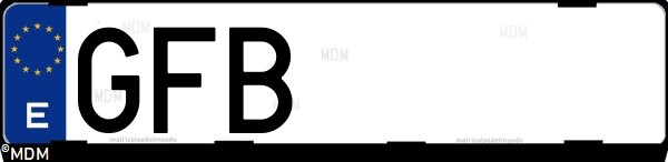 Matrícula española GFB, correspondiente al año 2008