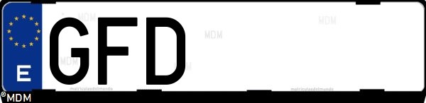 Matrícula española GFD, correspondiente al año 2008