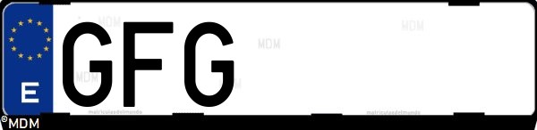 Matrícula española GFG, correspondiente al año 2008