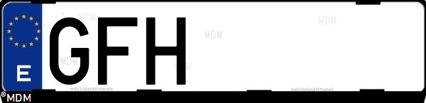 Matrícula española GFH, correspondiente al año 2008