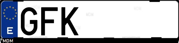 Matrícula española GFK, correspondiente al año 2008