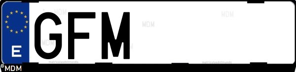 Matrícula española GFM, correspondiente al año 2008