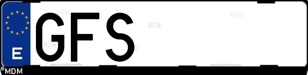 Matrícula española GFS, correspondiente al año 2008