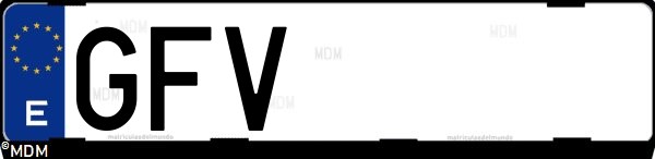 Matrícula española GFV, correspondiente al año 2008