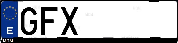 Matrícula española GFX, correspondiente al año 2008