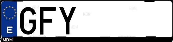 Matrícula española GFY, correspondiente al año 2008