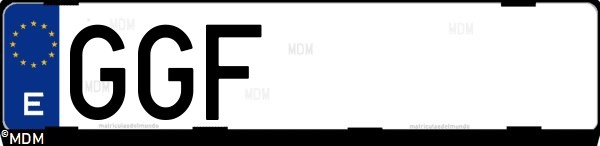 Matrícula española GGF, correspondiente al año 2008