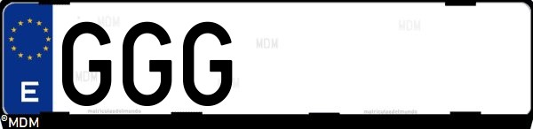 Matrícula española GGG, correspondiente al año 2008