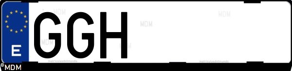 Matrícula española GGH, correspondiente al año 2008