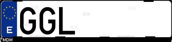 Matrícula española GGL, correspondiente al año 2008