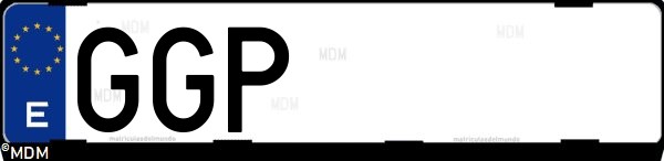 Matrícula española GGP, correspondiente al año 2008