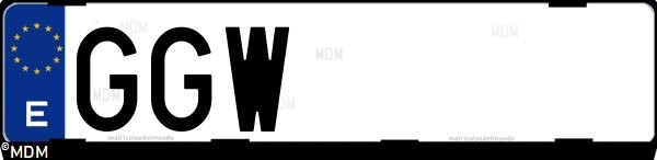 Matrícula española GGW, correspondiente al año 2008