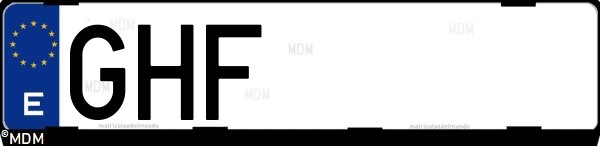 Matrícula española GHF, correspondiente al año 2008