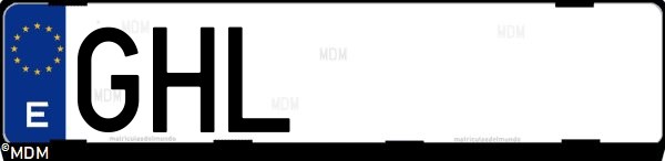 Matrícula española GHL, correspondiente al año 2008