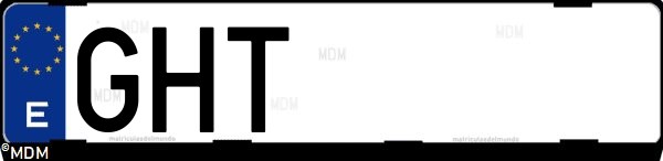 Matrícula española GHT, correspondiente al año 2008