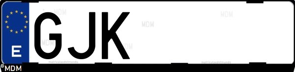 Matrícula española GJK, correspondiente al año 2008