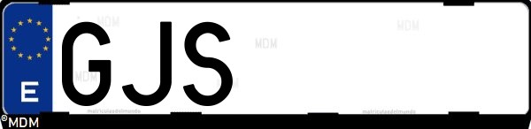 Matrícula española GJS, correspondiente al año 2008
