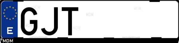 Matrícula española GJT, correspondiente al año 2008