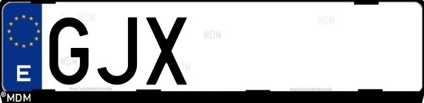 Matrícula española GJX, correspondiente al año 2008