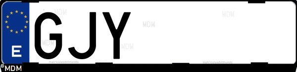 Matrícula española GJY, correspondiente al año 2008