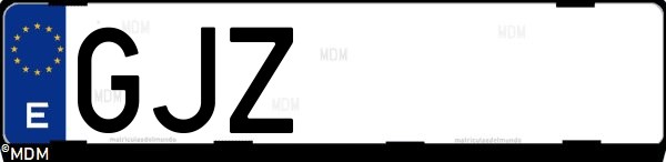 Matrícula española GJZ, correspondiente al año 2008