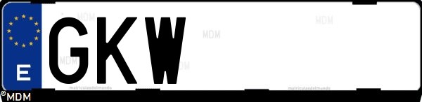 Matrícula española GKW, correspondiente al año 2009