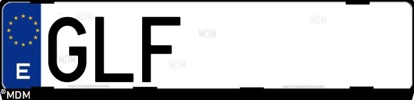 Matrícula española GLF, correspondiente al año 2009