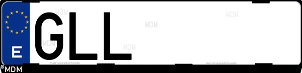 Matrícula española GLL, correspondiente al año 2009
