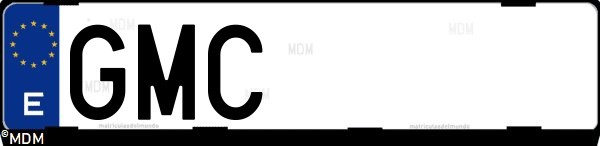 Matrícula española GMC, correspondiente al año 2009