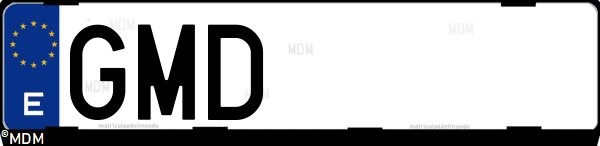 Matrícula española GMD, correspondiente al año 2009