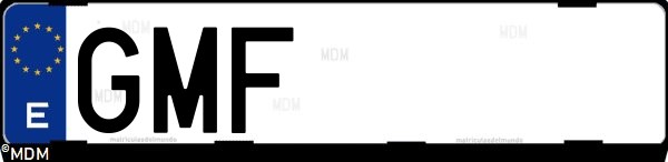 Matrícula española GMF, correspondiente al año 2009