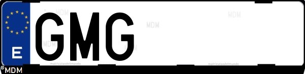 Matrícula española GMG, correspondiente al año 2009