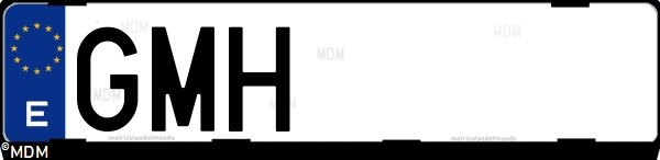 Matrícula española GMH, correspondiente al año 2009