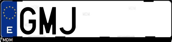 Matrícula española GMJ, correspondiente al año 2009