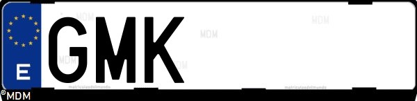 Matrícula española GMK, correspondiente al año 2009