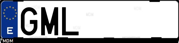 Matrícula española GML, correspondiente al año 2009