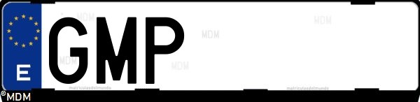 Matrícula española GMP, correspondiente al año 2009