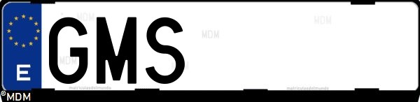 Matrícula española GMS, correspondiente al año 2009