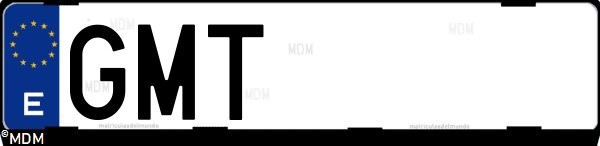 Matrícula española GMT, correspondiente al año 2009