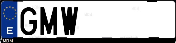 Matrícula española GMW, correspondiente al año 2009