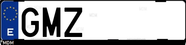 Matrícula española GMZ, correspondiente al año 2009