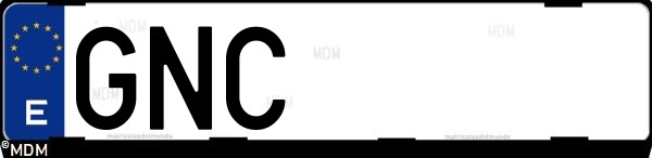 Matrícula española GNC, correspondiente al año 2009