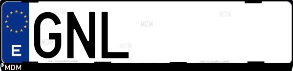 Matrícula española GNL, correspondiente al año 2009