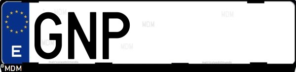 Matrícula española GNP, correspondiente al año 2009