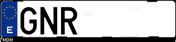 Matrícula española GNR, correspondiente al año 2009
