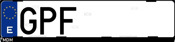 Matrícula española GPF, correspondiente al año 2009