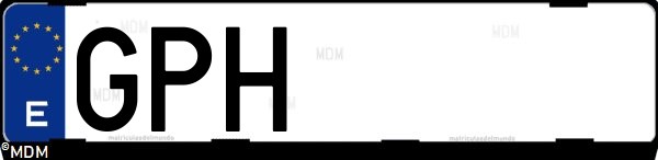 Matrícula española GPH, correspondiente al año 2009