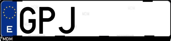 Matrícula española GPJ, correspondiente al año 2009